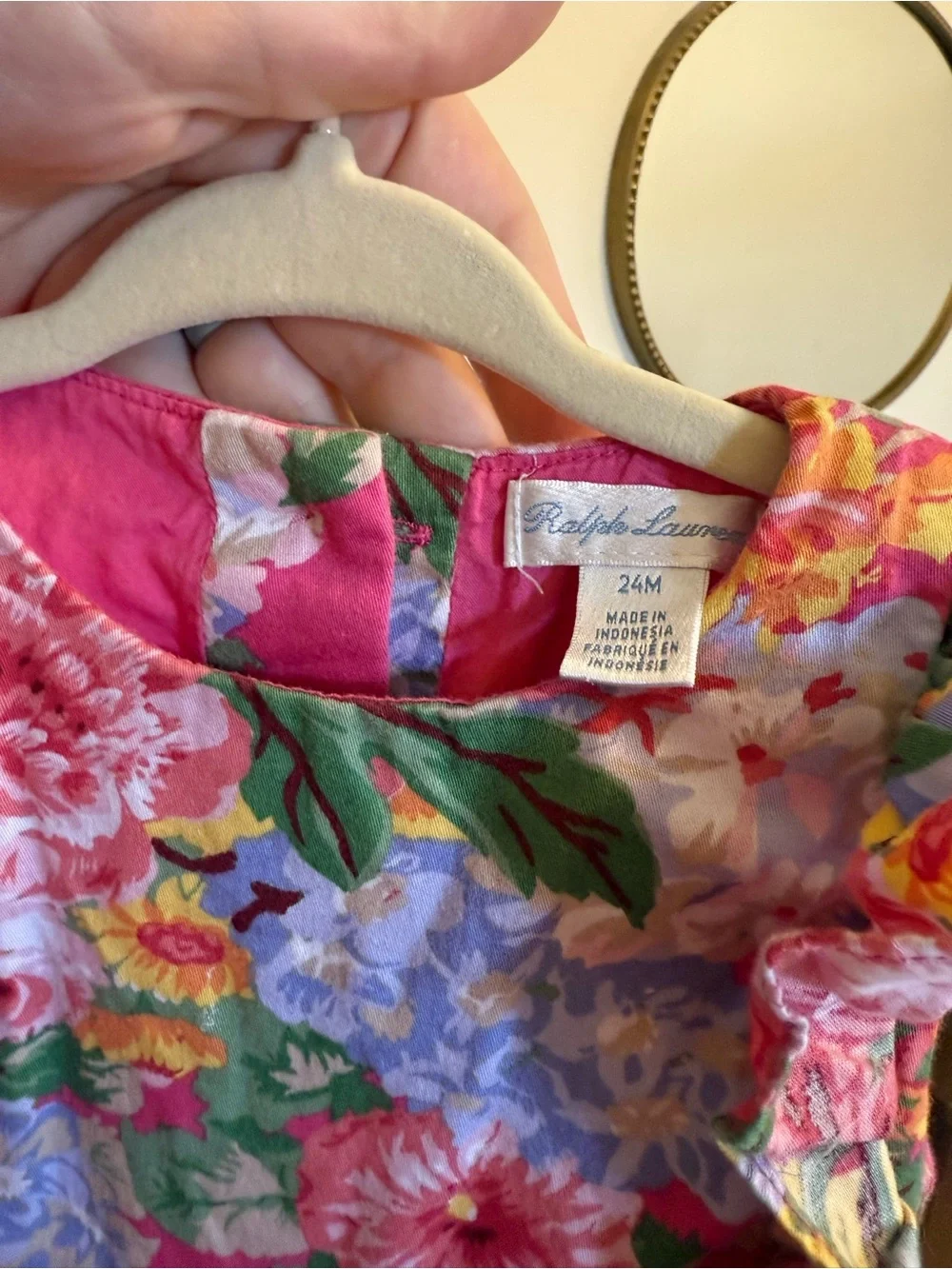 Ralph Lauren Fuchsia Floral Ruffle Dress for Girls